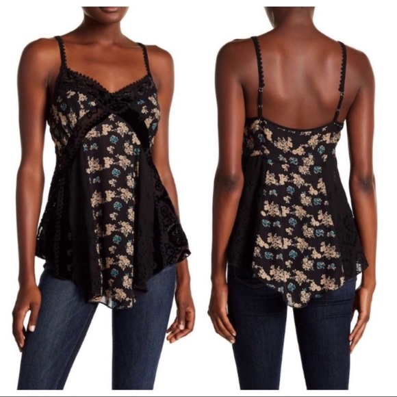 Johnny Was Tops - Johnny Was Mixed Media Flared Silk Cami Top